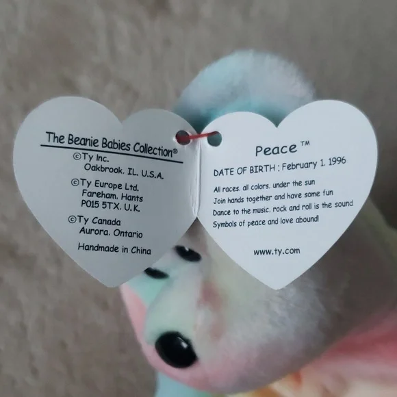 Peace ✌Tiedye Bear Ty Beanie Baby 🐻 Gift, Kids Toy, Rare Collectible, NWT - Picture 5 of 11